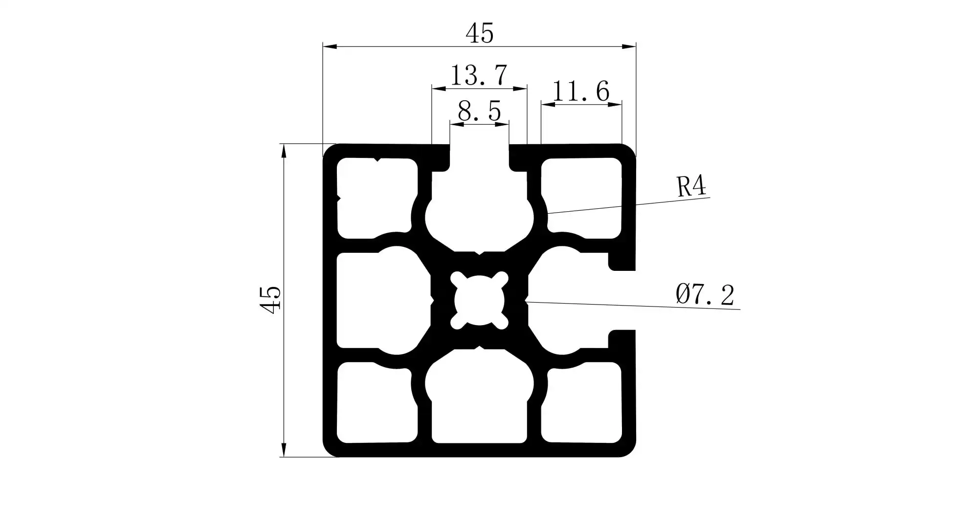 4545 aluminum extrusion profile