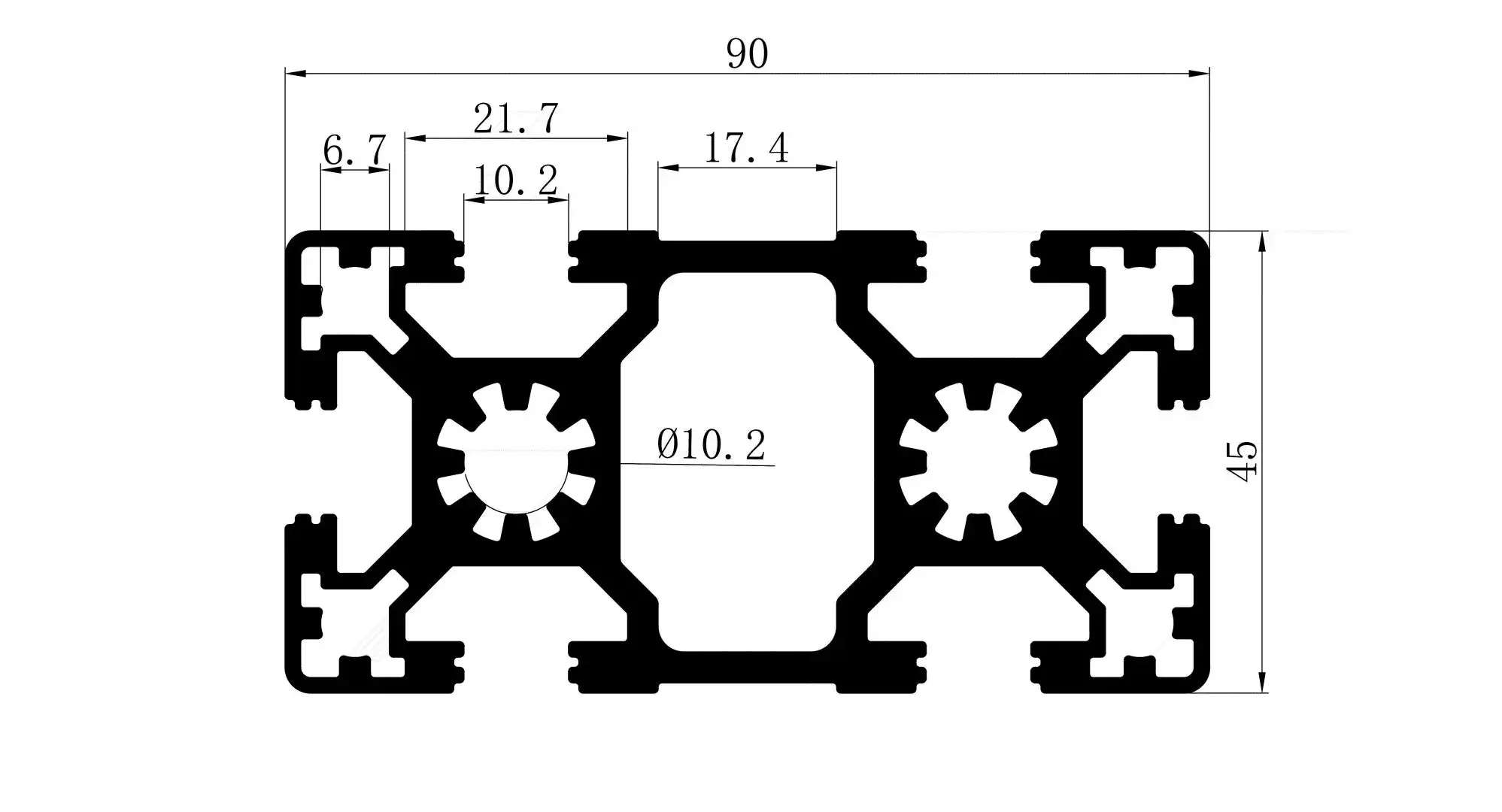 4590 aluminum extrusion profile 9045 aluminum extrusion