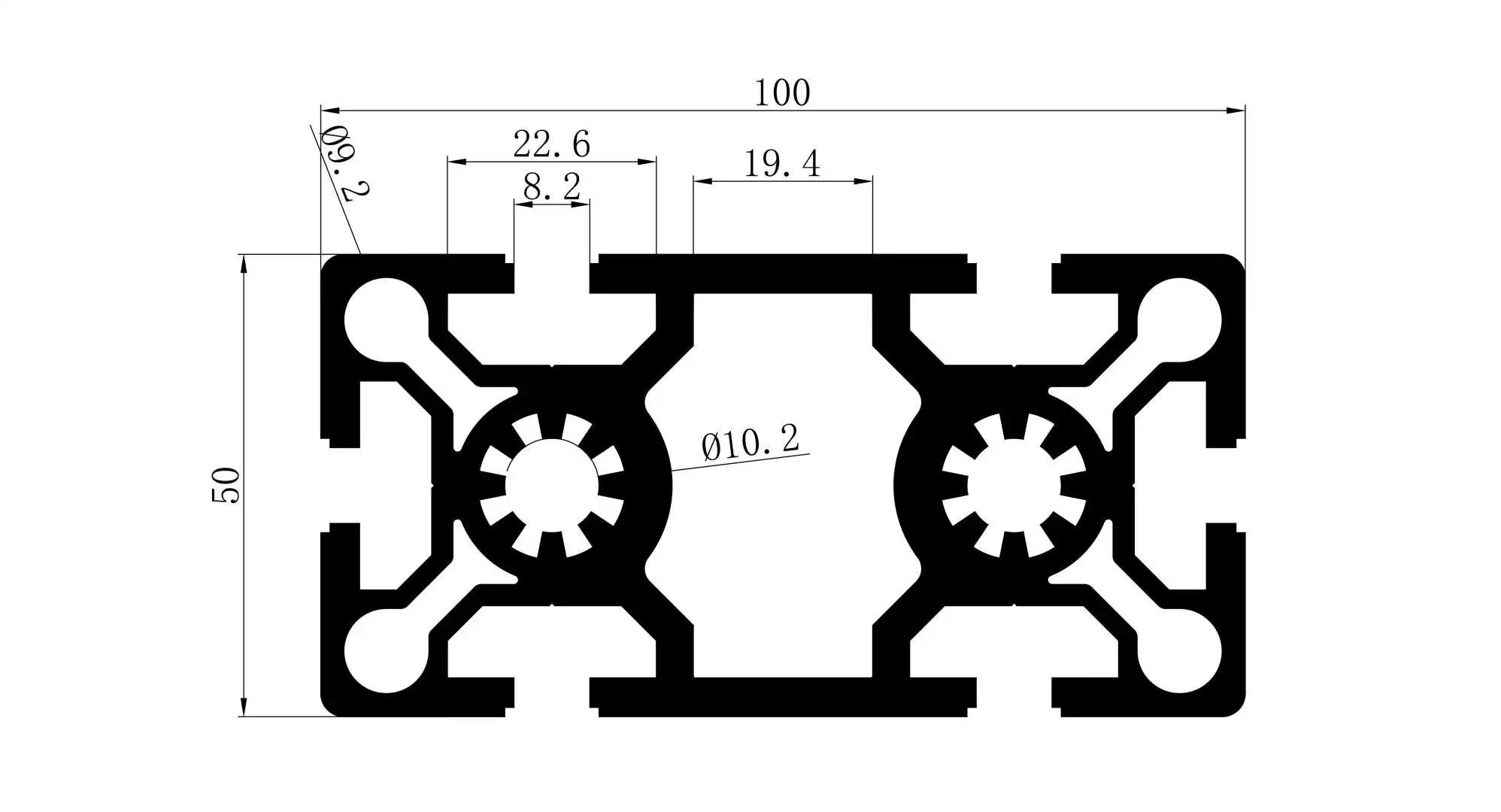 50100 aluminum extrusion 10050 aluminum extrusion profile